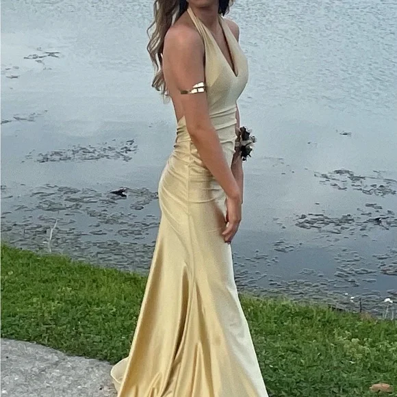 Dresses | Prom Dressxs Gold Halter | Poshmark